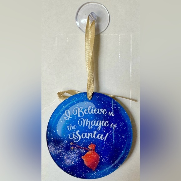 Magical Believe in the Magic of Santa Christmas Window 4" Round Glitter Ornament - Picture 5 of 5